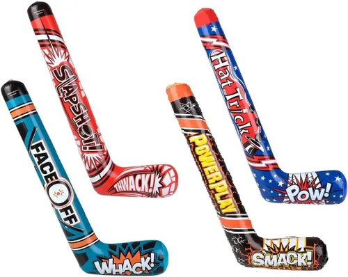 Miniatura 2 de Palos de hockey inflables de 35 pulgadas (4 diseños) Splash it! Thwack! Hat Trick. Pow! Power Play Smack! Face Off! Whack! Colorido. Vinilo. Gran