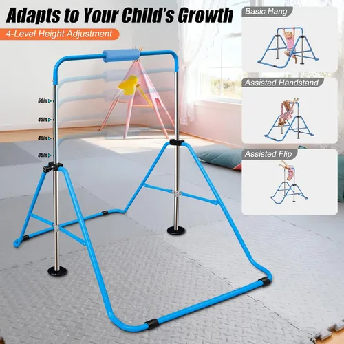 Miniatura 3 de Triclicks Barra de gimnasia plegable para niños, altura ajustable, barra de entrenamiento junior, barra de entrenamiento horizontal expandible