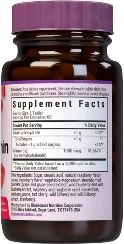 Miniatura 2 de Bluebonnet EarthSweet Metilcobalamina 1,000 mcg Forma de coenzima activa de vitamina B12 apoya el impulso de energía y el metabolismo - Vegano, sin