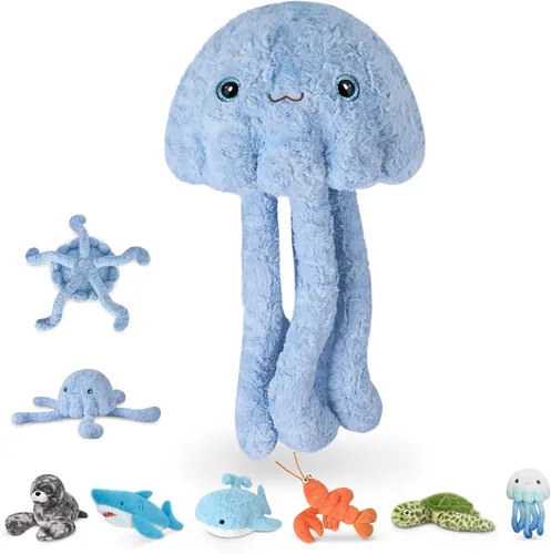 Miniatura 14 de Niuniu Daddy 23 pulgadas 3.3 libras de peluche con peso de medusa para niños y adultos, lindos animales de peluche con peso de medusa, almohada