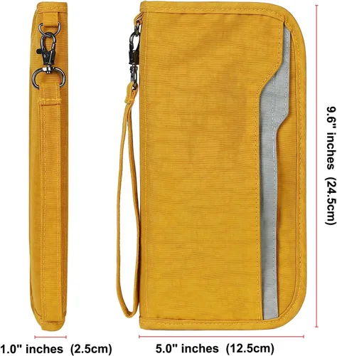 Miniatura 3 de ZOPPEN Cartera de viaje RFID y organizador de documentos con cremallera con correa de muñeca extraíble, Cartera RFID