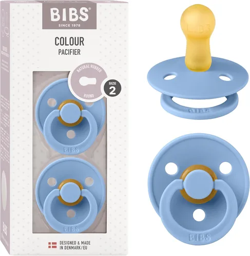 Miniatura 18 de BIBS - Paquete de 2 chupetes Bibs Colour, calmante, libre de bisfenol A, punta redonda, látex de goma natural Noche de vainilla