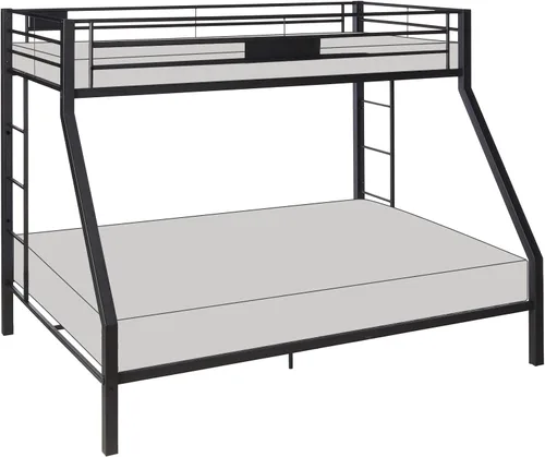 Miniatura 9 de Acme Limbra - Litera de tamaño matrimonial XL con escalera con marco de metal, color negro arena