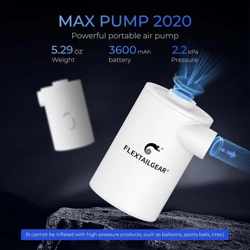 Miniatura 2 de FLEXTAILGEAR MAX Pump 2020 - Bomba de aire portátil con batería de 3600 mAh, bomba de aire recargable por USB, inflado y desinflado rápido