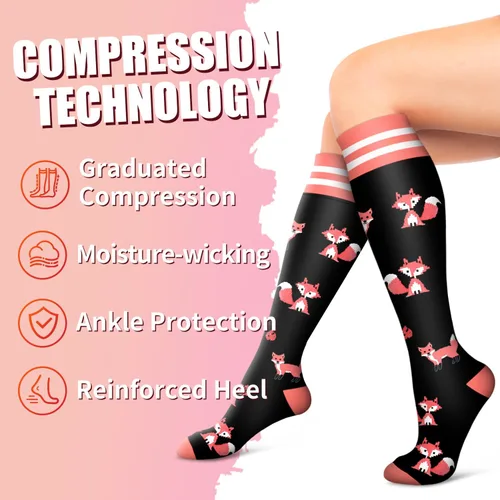Miniatura 5 de Calcetines de compresión para mujeres y hombres, 6 pares de circulación de 15-20 mmHg, el mejor apoyo para atletismo, correr, ciclismo