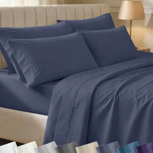 Miniatura 50 de California Design Den - Juego de sábanas de 400 hilos de 100% algodón, sábanas y fundas de almohada, transpirables, para cama King, satén suave