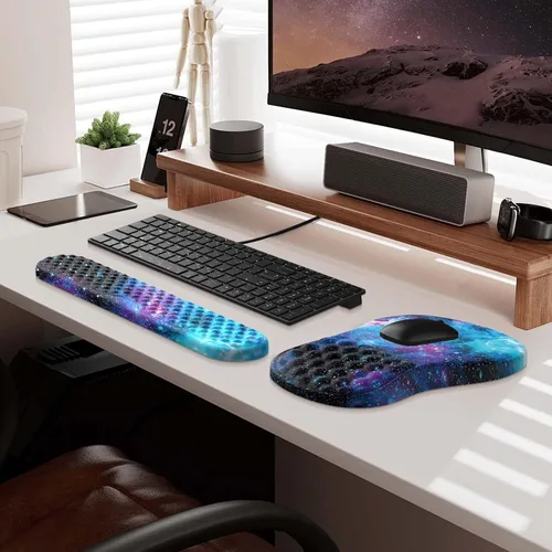 Miniatura 9 de HAOCOO Alfombrilla de Mouse Ergonómica con Reposamuñecas, Juego de 3 Alfombrillas de Mouse para Computadora, Set de Alfombrillas de Mouse de Espuma