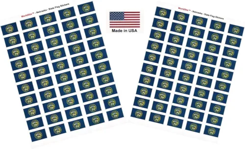 Miniatura 134 de 100 calcomanías de la bandera de Alaska; 1.5" x 1" hechas en Estados Unidos, calcomanías autoadhesivas de la bandera del estado para álbumes