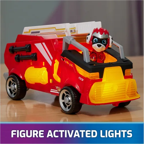 Miniatura 2 de Paw Patrol: The Mighty Movie, juguete de camión de bomberos con figura de acción Marshall Mighty Pups, luces y sonidos, juguetes para niños y niñas