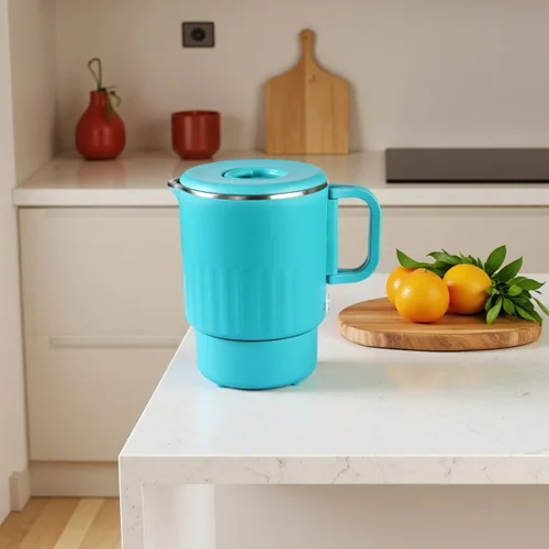 Miniatura 4 de Hervidor eléctrico portátil pequeño de 0.8 L con mango plegable, hervidor eléctrico de viaje de 27 onzas, acero inoxidable 304, caldera de agua