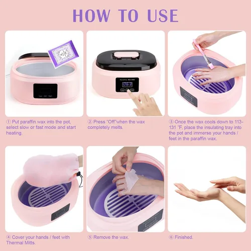 Miniatura 4 de Biutee Máquina de cera de parafina para manos y pies, control inteligente de temperatura, cera de parafina, baño para el hogar, spa, kit de máquina