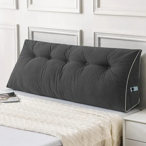 Sasttie - Almohada de cabecero completa, almohada de cuña para cabecero para sentarse en la cama, cojín triangular de apoyo para la espalda para