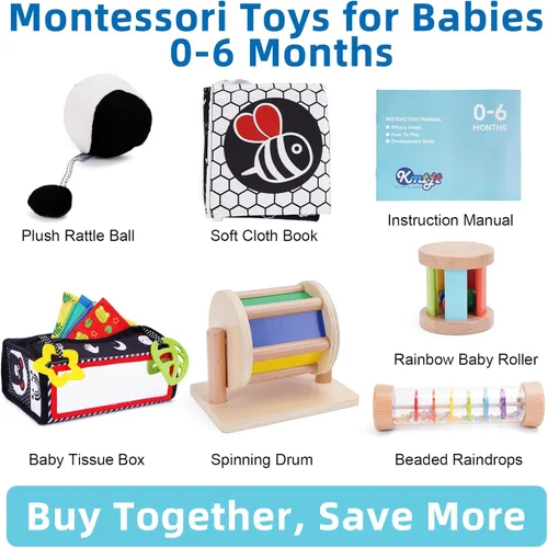 Miniatura 3 de KMTJT Juguetes Montessori para bebés de 0 a 6 meses Caja educativa de aprendizaje de juguetes de madera para bebés recién nacidos de 0 a 6 meses
