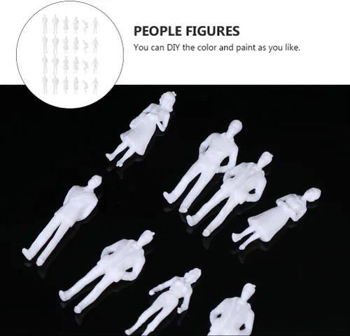 Miniatura 3 de SUPVOX The Uncolored Model Miniature White People Figuras 50 piezas de figuras de plástico para diseño de tren modelo, paisaje arquitectónico