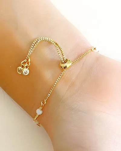 Miniatura 8 de Pulsera escapular católica con cuentas de cristal blanco ajustable M Cristal Chapado en oro