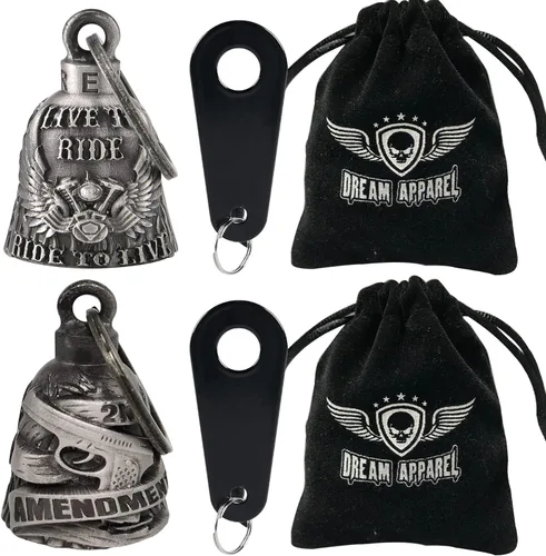 Miniatura 2 de Dream Apparel Paquete de 2 campanas de motocicleta, ángel de la guarda para motociclista, hombres y mujeres, montar con perchas, Drive Away Gremlins