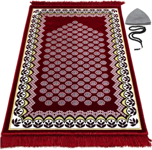Miniatura 12 de Modefa Alfombra de oración islámica turca, alfombra de terciopelo fina y ligera, alfombra de oración musulmana suave, Janamaz, regalo de Ramadán