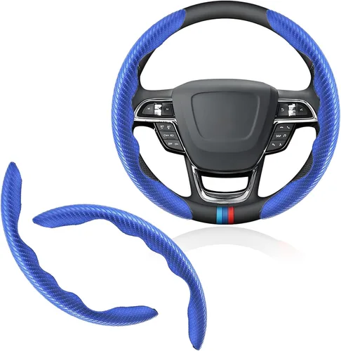 Miniatura 10 de Funda universal de fibra de carbono para volante, protector segmentado para volante, cubierta antideslizante de fibra de carbono para volante