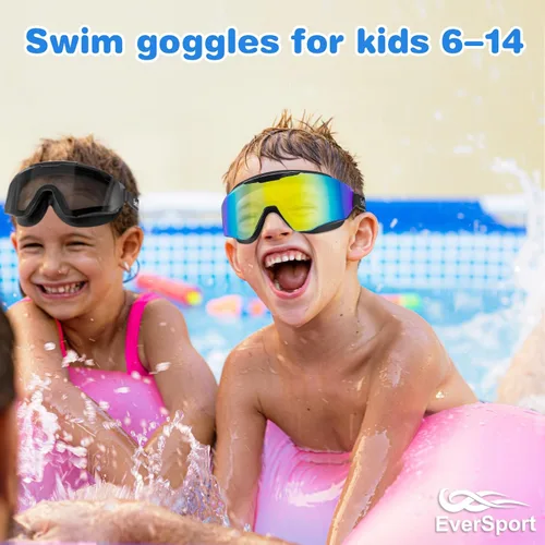 Miniatura 7 de EverSport - Paquete de 2 gafas de natación para niños de 8 a 16 años, capa extra de silicona, gafas de natación para niños, adolescentes, jóvenes