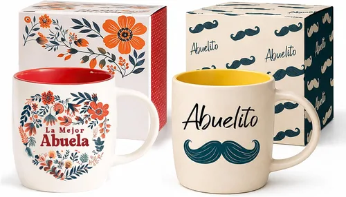 Triple Gifffted Regalos para abuelos, tazas de café La Mejor Abuela y Abuelito en español, Latino Best Grandma and Grandpa, Regalo Dia Birthday and