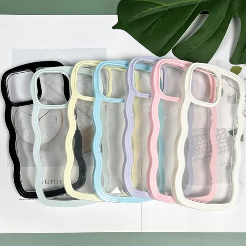 Miniatura 2 de LOEV Funda transparente diseñada para iPhone 7 Plus, iPhone 8 Plus con borde ondulado, bonita funda transparente con forma de onda rizada, a prueba