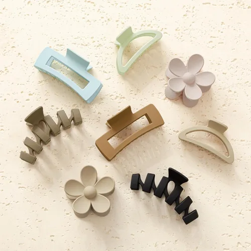 Miniatura 24 de Sunolga 8 pinzas para cabello para mujer, pinzas de garra con forma de flor para cabello grueso, accesorios para cabello antideslizantes