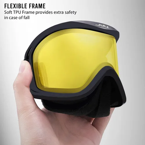 Miniatura 3 de Juli Gafas de esquí para niños, gafas de snowboard para niños y niñas, motos de nieve, esquí, patinaje, edad 3-8 4302 Marco negro mate/lente