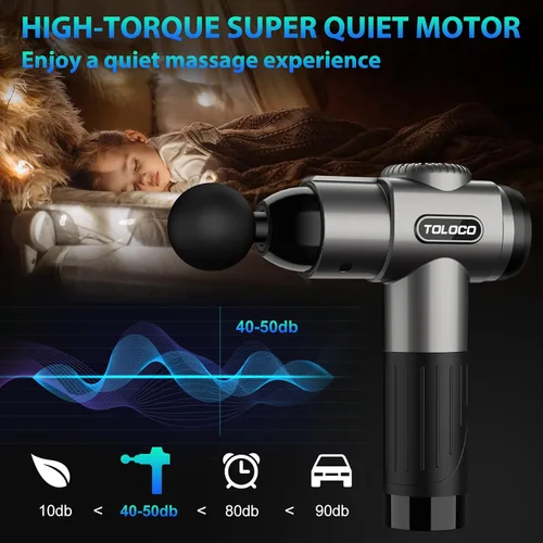 Miniatura 3 de Pistola para masajes Toloco–T11 Pro, de mano, para tejido muscular profundo, masajeador corporal deportivo, taladro portátil, motor de escobillas