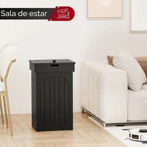 Miniatura 7 de Function Home Gabinete de basura de cocina de 13 galones, papelera de reciclaje de madera, bote de basura independiente a prueba de perros, armario
