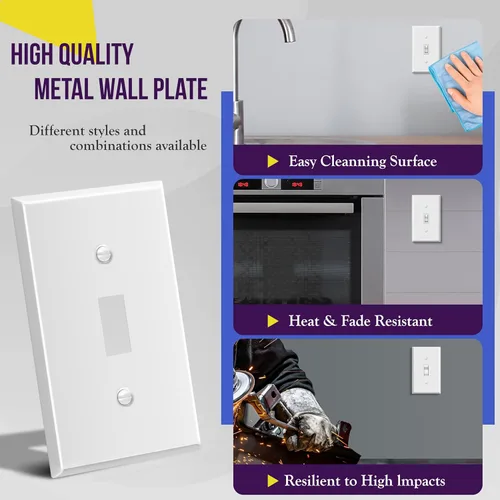 Miniatura 111 de ENERLITES Placa de Pared Metálica para Interruptor de Luz de Palanca, Acero Inoxidable 201, Resistente a la Corrosión, Tamaño Estándar 1-Gang 4.50