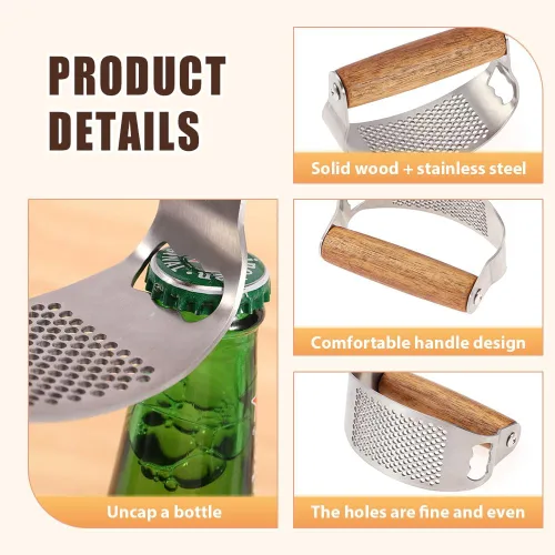 Miniatura 5 de Prensador de Ajo de Acero Inoxidable, Prensa de Ajo Profesional Rocker Mejorada 2025, Triturador de Ajo Ergonómico para Uso en Cocina Doméstica