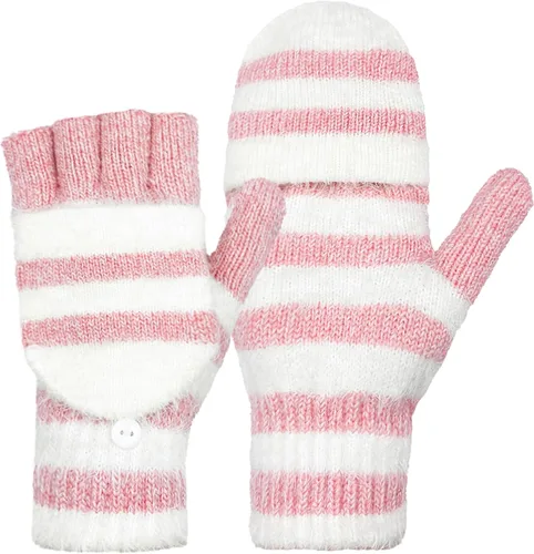 Miniatura 85 de Beurlike Guantes de invierno para mujer, de lana cálida, a prueba de viento, convertibles, sin dedos