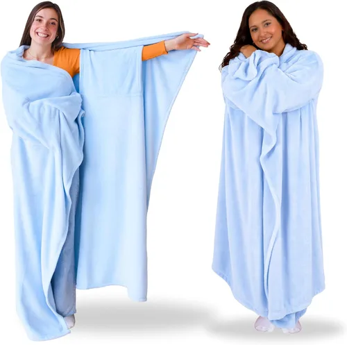 Super Blanky Wearable Blankets for Women and Men, Graduation Day Gift for Her, Fathers Day Gift, Wife Birthday Gifts Ideas Azul (Breezy Blue)