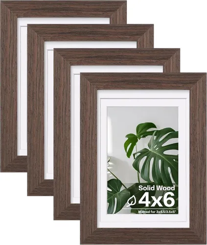Miniatura 99 de Egofine - Juego de 4 portarretratos 8 x 10 pulgadas de madera maciza y cubierta de plexiglás de 4 x 6/5 x 7 pulgadas con paspartú u 8 x 10 pulgadas