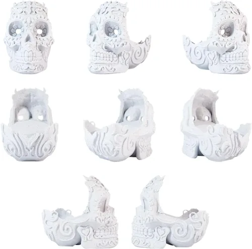 Miniatura 4 de impremli Base para Alexa Echo Dot 4G y 5G tipo calavera ornamental (blanco granito)