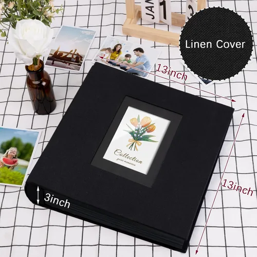 Miniatura 2 de Álbum de fotos de 4 x 6 pulgadas, 600 fotos, cubierta de tela de lino, de gran capacidad, libros, álbumes de boda, escuela, aniversario familiar