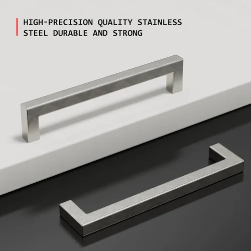 Miniatura 3 de homdiy Paquete de 1 tirador de gabinete de níquel cepillado de 3-3/4 pulgadas, manijas cuadradas de acero inoxidable para puerta de armario
