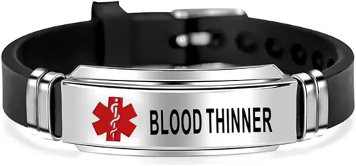Miniatura 19 de NanMuc Pulsera de identificación de alerta médica roja de primeros auxilios de emergencia grabada con láser Alerta de salud ajustable pulsera