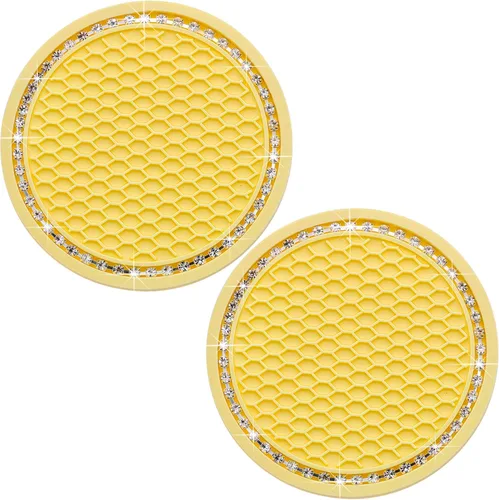 Miniatura 27 de 4 posavasos con brillantes para portavasos, 2.75 pulgadas, insertos para portavasos de auto, silicona suave antideslizante a prueba de golpes, Negro