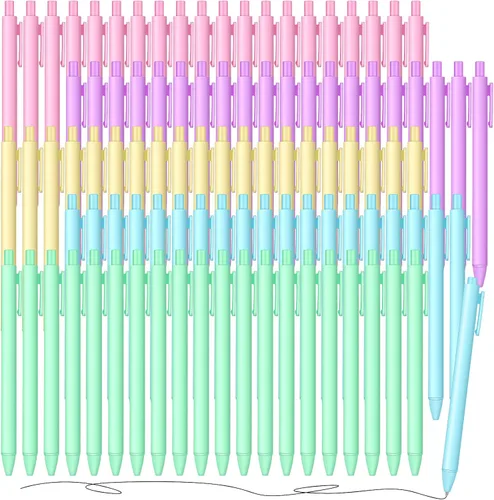 Thenshop 50 bolígrafos retráctiles de tinta de gel negra de 0.020 in, bolígrafos de escritura de punta fina, suministros de oficina en colores