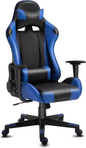 Miniatura 17 de Silla de gamer con reposacabezas y apoyo lumbar, silla giratoria y reclinable de oficina de altura ajustable y respaldo alto
