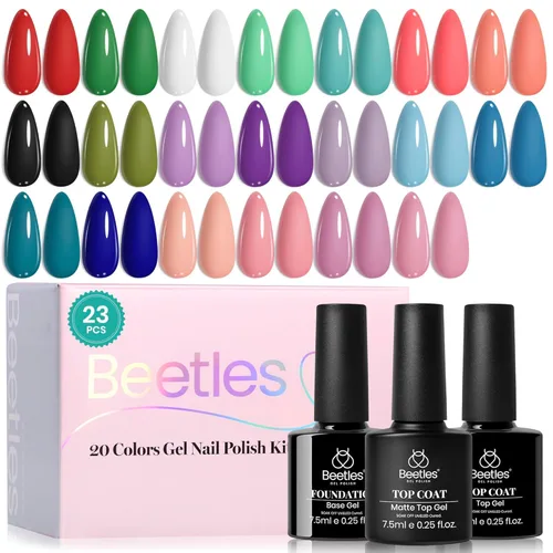 Miniatura 9 de Kit de Esmalte de Uñas en Gel Beetles con Luz UV - Juego de 31 Esmaltes de Uñas en Gel de Color Popular con Base y Capa Superior Mate y Brillante