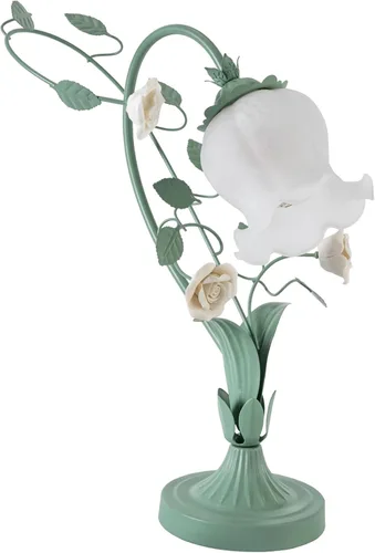 Miniatura 15 de Lámpara de mesa de vidrio esmerilado con flores, lámpara de mesa auxiliar con cable enchufable, mesita de noche, lámpara decorativa de noche