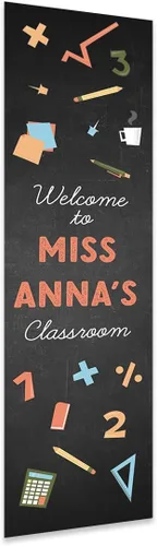 Miniatura 22 de Andaz Press Letrero de bienvenida vertical personalizado para el aula de 13 x 47 pulgadas para profesores, letreros de puerta de aula, letrero