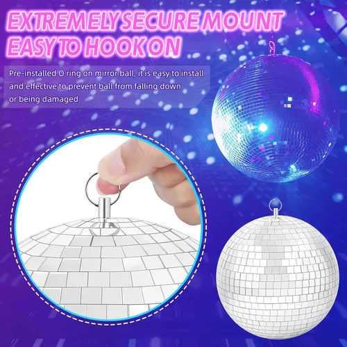 Miniatura 3 de Luz de bola de discoteca, difusor de luz de bola de discoteca de espejo de 5 pulgadas, rotación de 360°, luces de Navidad para fiestas