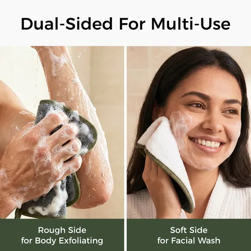 Miniatura 3 de ZOMCHI Paquete de 3 Paños Exfoliantes, Paños de Lavado Facial y Corporal Premium con Suavidad y Exfoliación en Dos Lados, Paños de Baño para Mujeres