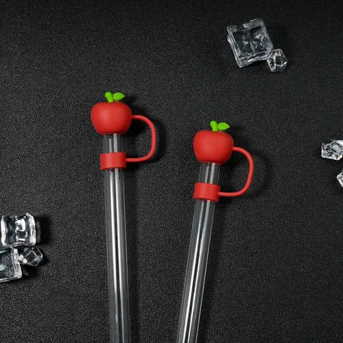 Miniatura 3 de WELTAZ Juego de 2 fundas de paja de manzana para Stanley Cup, color rojo, 0.394 in de diámetro, aptas para lavavajillas, fundas reutilizables
