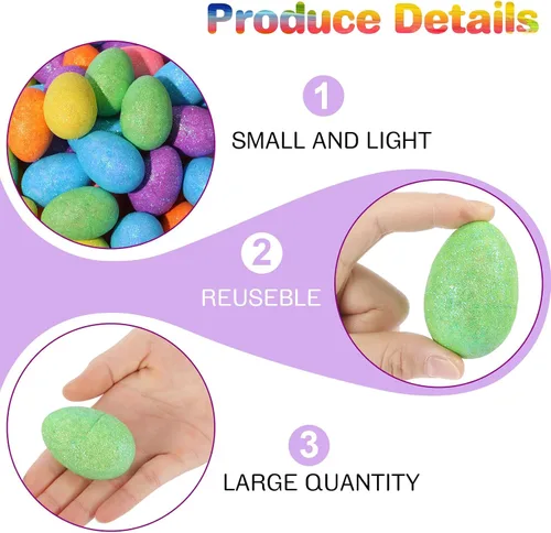 Miniatura 3 de Wenqik 120 huevos de Pascua de espuma de 2.36 pulgadas para manualidades, pequeños huevos de Pascua, decoración de Pascua de espuma artificial