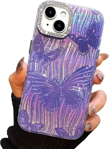 Miniatura 55 de I-MGAE-IN-AR Funda compacta para iPhone 11, diseño de mariposa, marco de protección de lente de cámara con diamante 3D, bonitas fundas protectoras