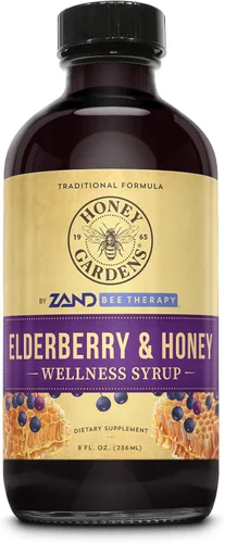 Honey Gardens Jarabe de saúco con miel cruda de apiterapia, propóleo y bayas de saúco, fórmula inmune tradicional con equinácea, 8 onzas líquidas
